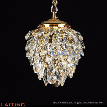 Nuevos productos de diseño de cono de pino Chinese k9 crystal gold chandelier pendant 71137